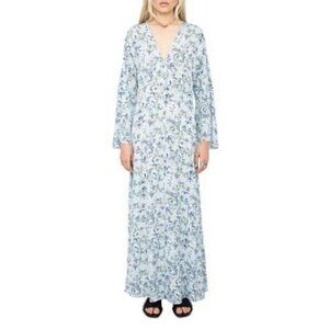 Zadig & Voltaire Blue Long Floral Print Maxi Dress Womens size Small